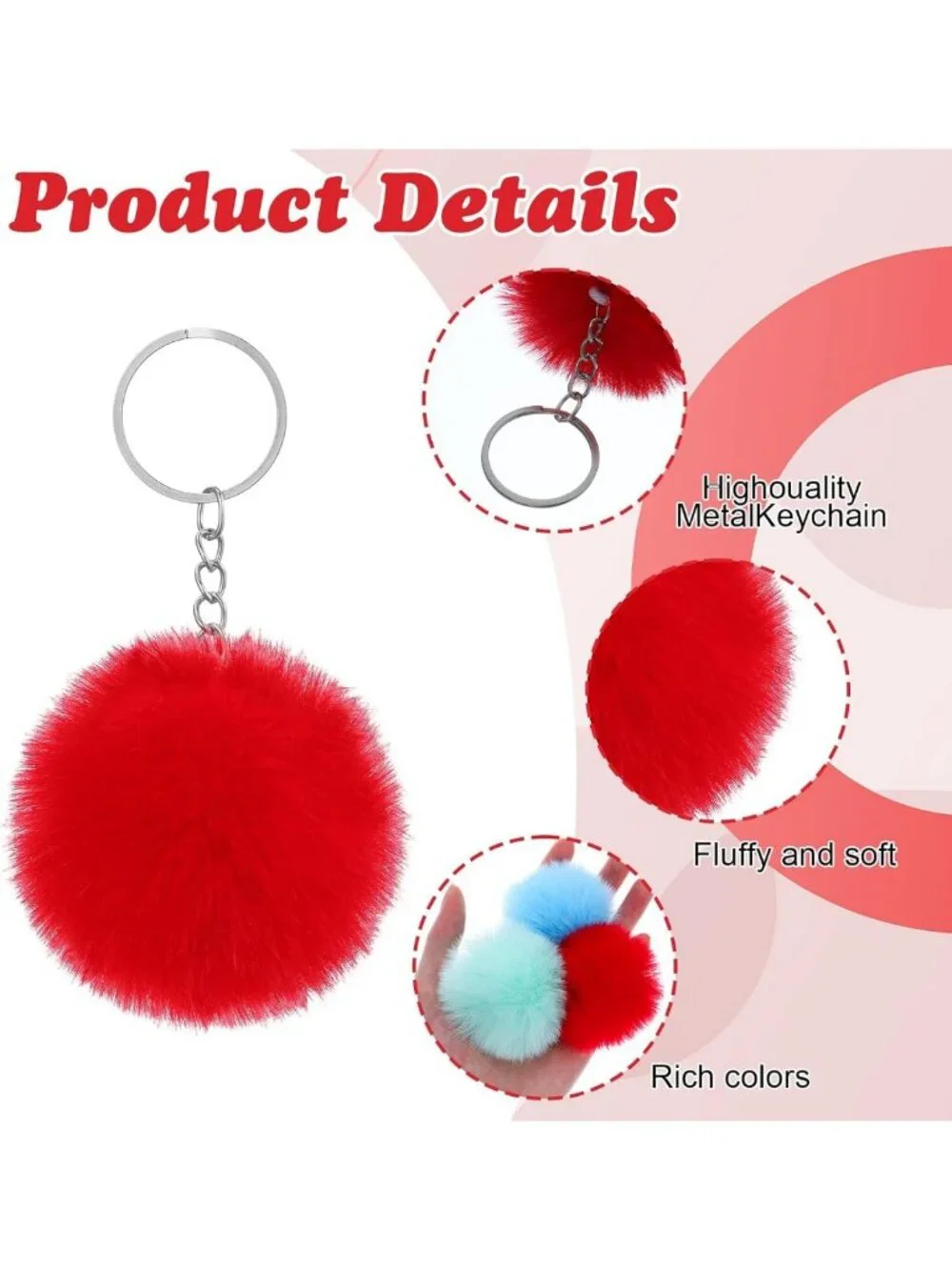 Colorful Pom Pom Keychains - 120 Pcs Fuzzy Ball Keyrings for DIY Gifts & Crafts